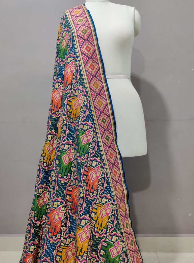 Blue Meenakari Figure Bandhani Dupatta